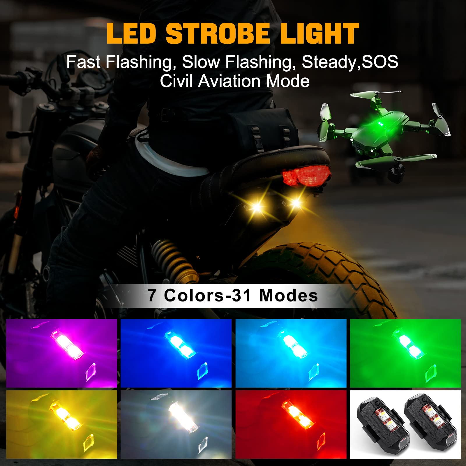 Drone Strobe Light - 오토바이 라이트 드론 스트로브 라이트 USB