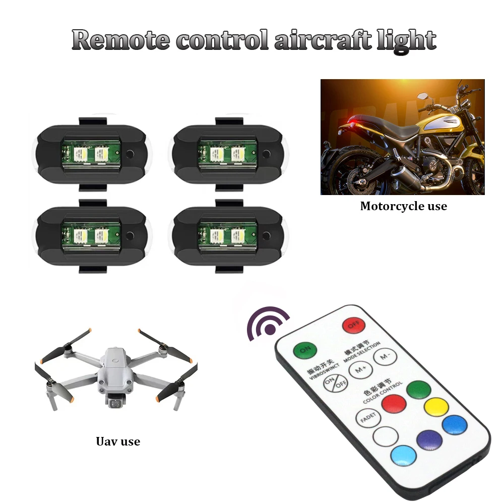 Drone Strobe Light - 원격 LED RGB 충돌 방지 경고등,