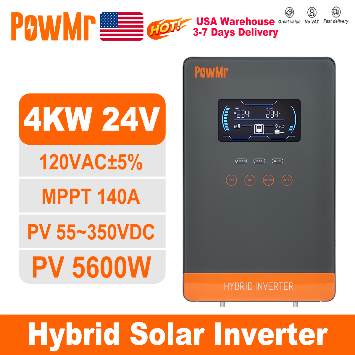 Drone Solar Charger - PowMr USA 4000W 24V 하이브리드 태양광
