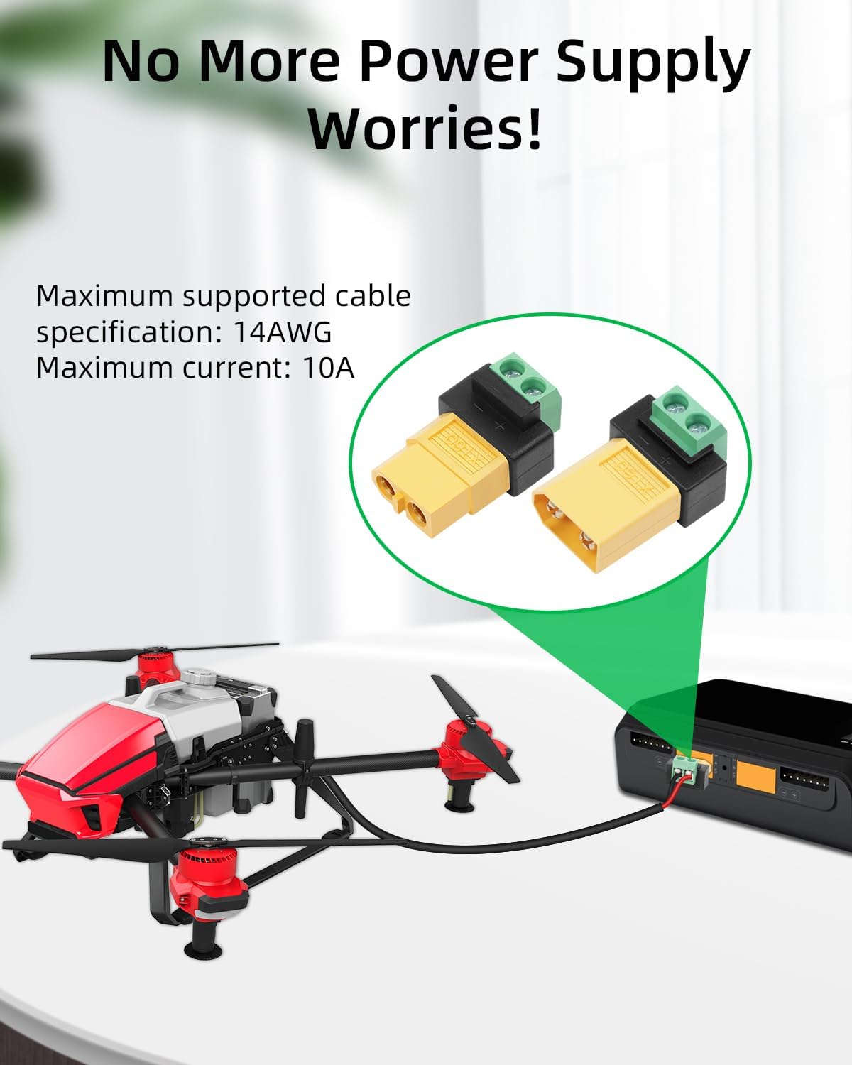 Drone Solar Charger - 2핀 XT60 무납땜 남성 여성 변환