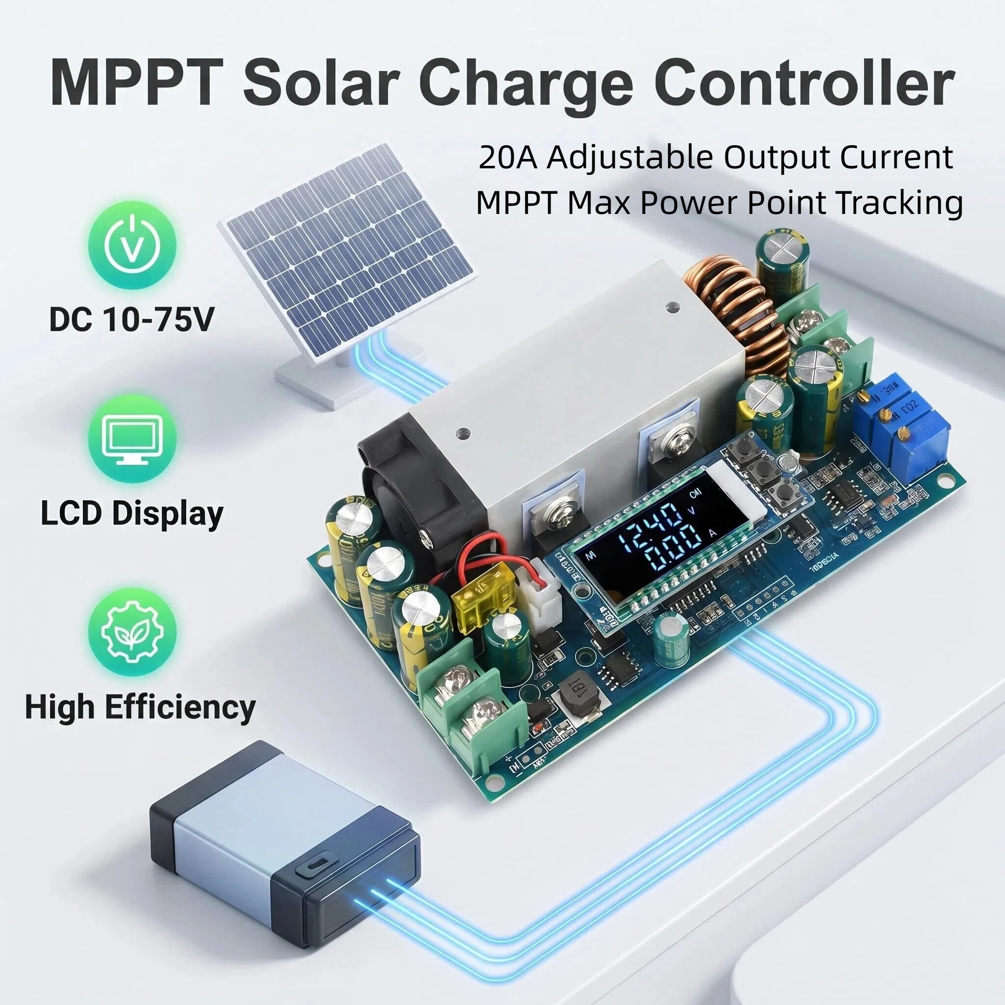 Drone Solar Charger - DC10-75V 20A 가변 전압 감소 모듈