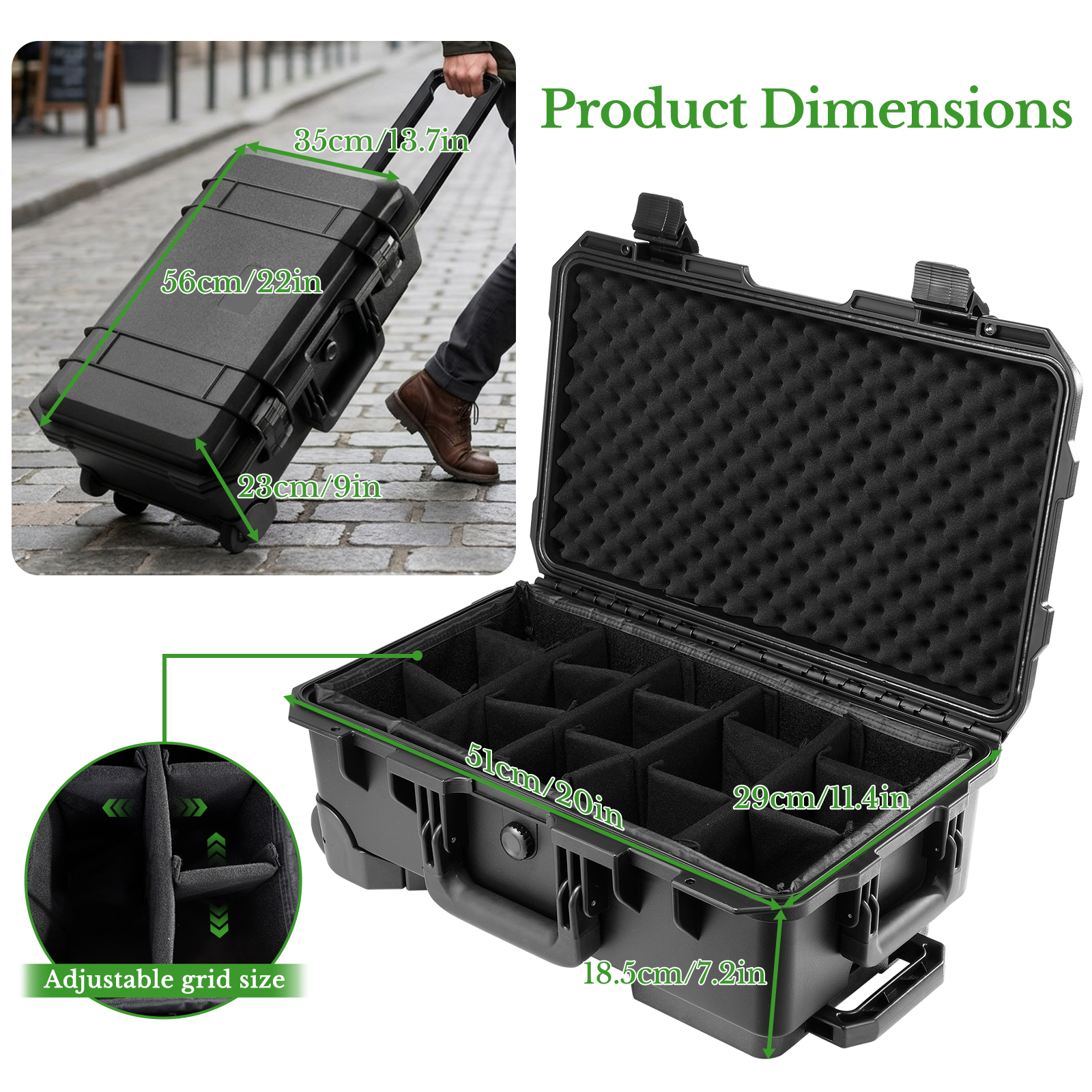 전문가용 대형 하드 롤링 카메라 케이스, 방수 및 충격 - Drone Carrying Case 리뷰 및 가격